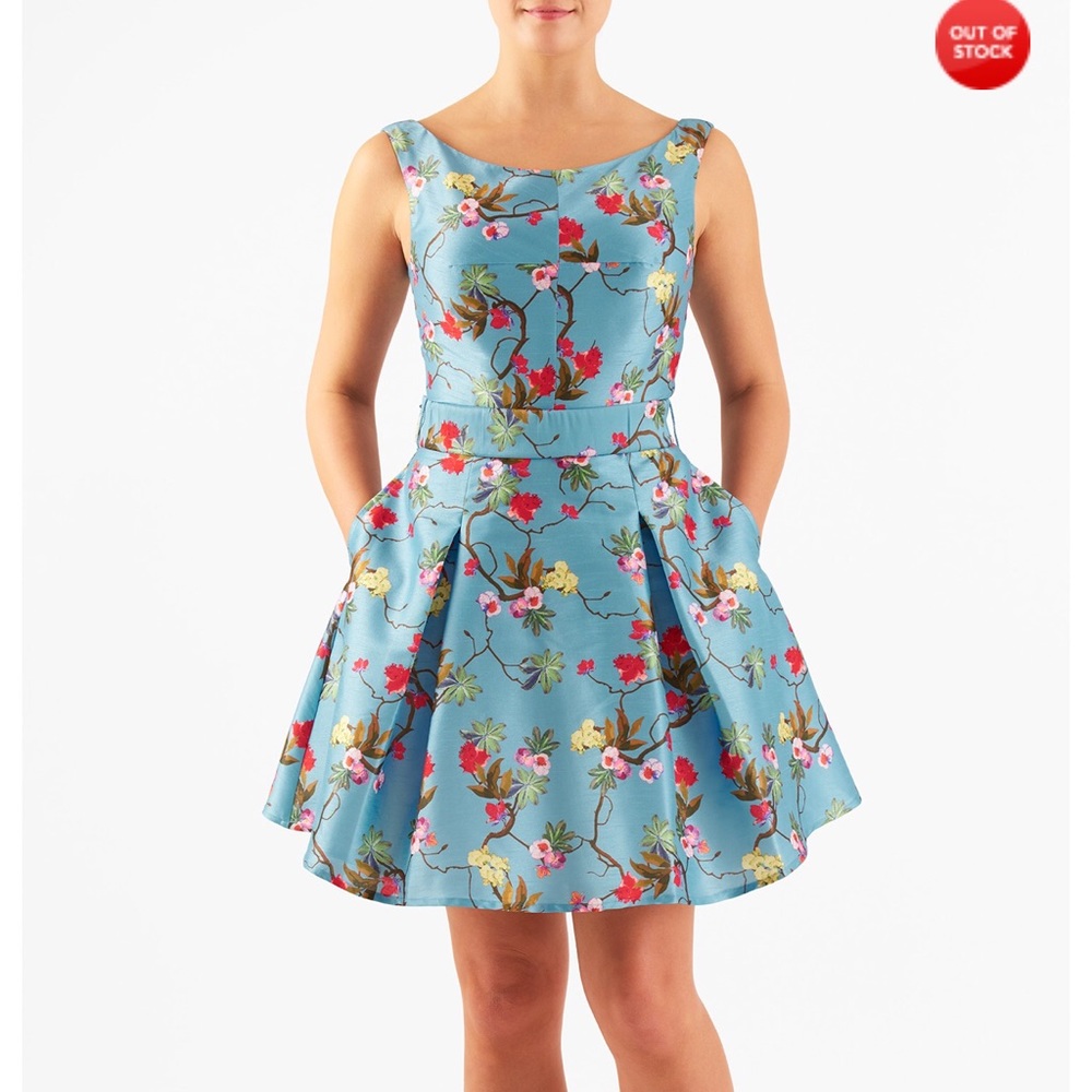 eShakti Blue Floral Dress Sz 8/M